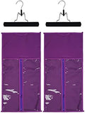 2 Packs Satin Wig Bags Storage with Wooden Hangers(23.6in x 11.4in,Purple) by Unknown