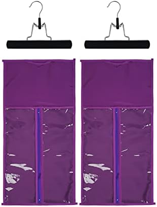 2 Packs Satin Wig Bags Storage with Wooden Hangers(23.6in x 11.4in,Purple) by Unknown