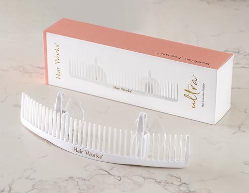 Hair Works ULTRA Hair Extension Holder - Professionally Designed to Hold Extra Wide Wefts including Halos, Hand Tied, Beaded Wefts and Full Bundles While You Wash, Color, Style & Store (White) - Image 3