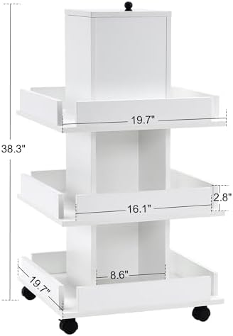 BarberPub 3-Tier Kitchen Trolley with Wheels, Tool Storage Organizer 2038 (White) - Image 3