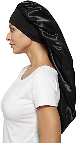 Wbfwbb 2 Pcs Silk Bonnet for Women Satin, Soft Elastic Band Silky Sleeping Cap Big Bonnets for Braids - Image 7