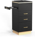 OmySalon Salon Storage Station, Barber Stations Beauty Salon Spa Equipment with 3 Drawers, a Storage Basin, 3 Hair Dryer Holders for Hair Styling, Black Gold by OmySalon
