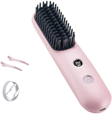 STUDLLY LCD Screen Cordless Hair Straightener & Curler 2 in 1, Pink by STUDLLY