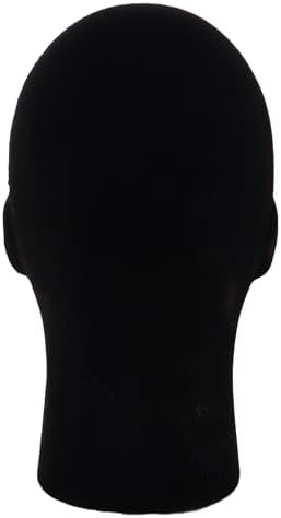 MapofBeauty Black Velvet Foam Mannequin Head Male Display Wig Stand, Black - Image 6