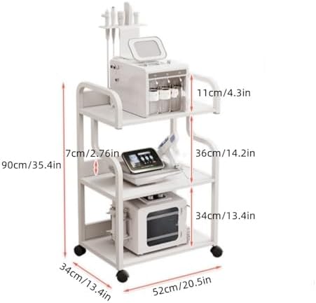 Esthetician Trolley Cart with Wheels and Armrests, Salon, Spa Beauty Machine Storage Cart, 3 Tier Beauty Rolling Cart, Mobile Rolling Cart for Beauty Salon(Black) - Image 2