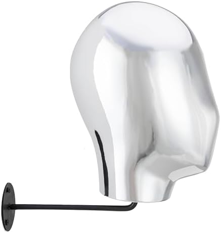 Silver Wall Mount Wig Head, Wall Mounted Mannequin Head for Wigs, Mannequin Head Wall Mount Wig Stand for Caps, Hanging Mannequin Head Model Wig Holder for Hats - Image 2