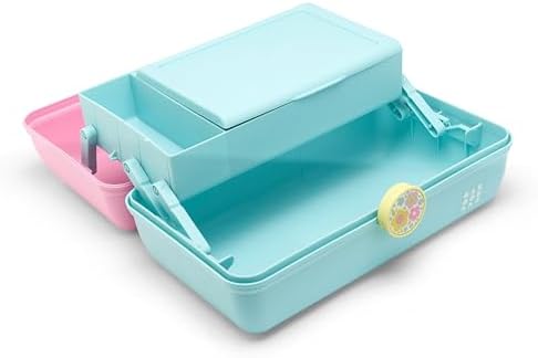 Caboodles On-The-Go Girl Makeup Box, Two-Tone Pink and Light Blue, Hard Plastic Makeup Organizer Box, Built-In Mirror, Secure Latch for Safe Travel, Spacious Storage for Large Items - Image 5