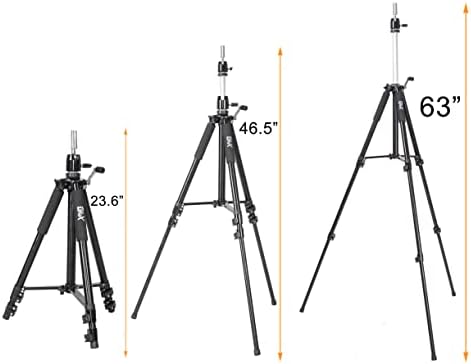 GEXWORLDWIDE GEX 63" Heavy Duty Mannequin Tripod Stand for Wig Cosmetology Training Practice Doll Manikin Head Tripod Wig Stand With Travel Bag (Black) - Image 3