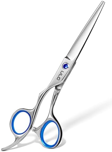 Hair Cutting Scissors, ULG Professional Hair Scissors 6.5” Left-Handed Razor Edge Barber Shears for Salon and Home Hair Cutting Made of Japanese Stainless Steel, Hand Sharpened Blue by ULG