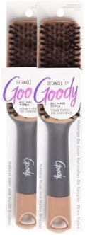 Goody Detangle It Boar Bristle Hair Brush, Use as a Detangling or Styling Brush, Conditions & Boosts Shine, Helps Tackle Knots & Reduce Frizz, For Wet or Dry Hair, Brown/Grey (Pack of 2) by Goody