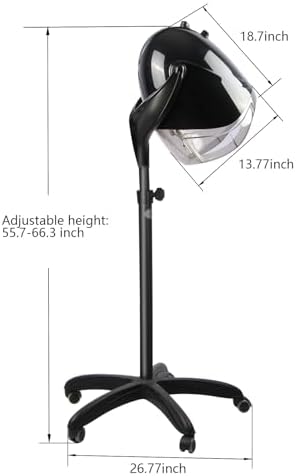 1000W Professional Hooded Hair Dryer,Standing Blow Hair Dryer with Cap and Wheels,Temperature and time are Adjustable,Suitable for Salon and Home - Image 3