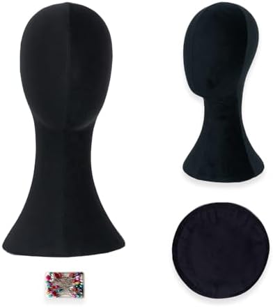 Wig Head Stand Mannequin Head Hat Display Stand Velvet Wig Holder for Mask, Headdress, Necklace (Black) by Unknown