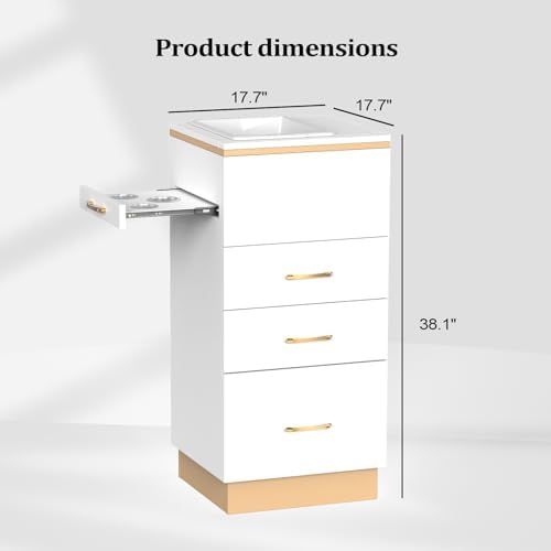 Salon Station Barber Station, White Salon Stations for Hair Stylist, Hair Storage Cabinets with a Storage Basin, 3 Drawers & 3 Hair Dryer Holders, Beauty Salon Spa Equipment - Image 6