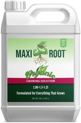 Organic Growing Fertilizer 1 Gal, CDFA Organic Registered. Plant Care Fertilizer for Vegetable Gardens Like Tomato, Cucumber, Squash, Beans and All Other Plants by MAXIROOTOrganicFertilizer