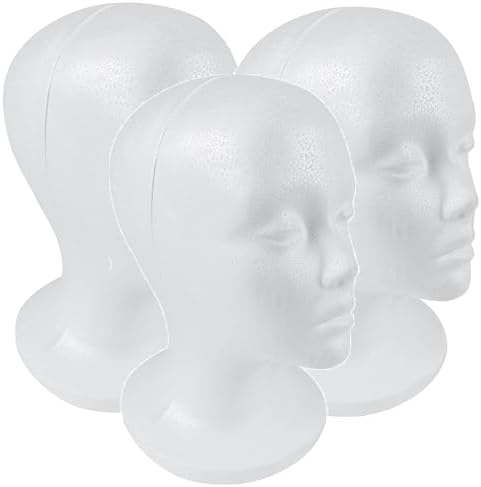 SHANY Styrofoam Model Heads ,Hat Wig Foam Mannequin Female Wig Head Stand ,Mannequin Head for wigs , Wig Holder - Round Base , 11 Inches Female Mannequin Head - 3 Pieces by SHANYCosmetics