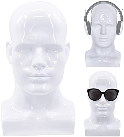 FanLin Male Mannequin Head Professional Manikin Head for Display Wigs Hats Headphone Mask Sunglasses Jewelry and Scravat Display Stand (Light white) by FanLin