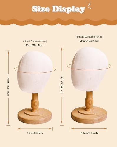 CHADWICK Kids Mannequin Head Stand, Non-Pinnable, 18.11-Inch Beige - Image 3