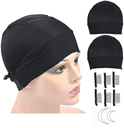 2 Pcs Headband Wig Caps Adjustable Dome Wig Grip Cap Ice Silk Material for Making Headband Wigs (Dome Wig Caps) by YTBYT
