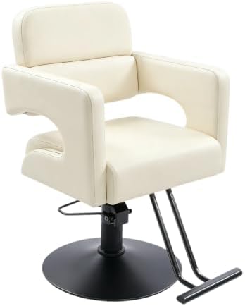Hair Salon Chair Styling, Hydraulic Pump Barber Chair, 360° Swivel Beauty Barbering Chair for Hair Stylist Women Man, Adjustable Height Pro Stylist Chairs Beauty Salon Equipment (Black,White) by Unknown