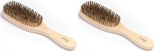 Diane Reinforced Boar Bristle Wave Brush for Men and Barbers – Hard Bristles for Thick to Coarse Hair – Use for Detangling, Smoothing, Wave Styles, Restore Shine and Texture (Pack of 2) by Diane
