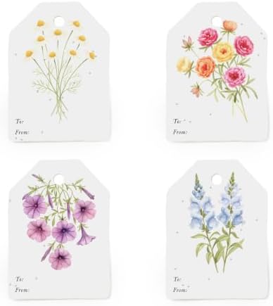 24 Plantable Seed Paper Thank You Tags, 4 Floral Designs by SeedBloom