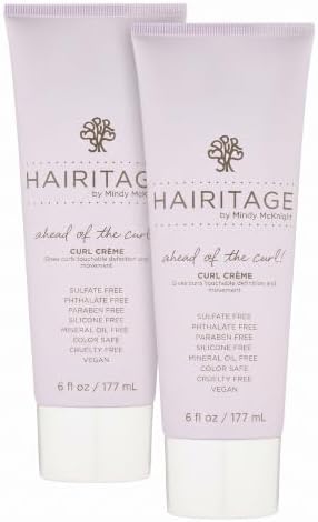 Hairitage Hydrating Jojoba Oil Curl Cream-Curly Hair-Moisturizing Anti Frizz Styling Product for High Definition Curls for Women + Men-Bounce + Shine for Fine + Thick Hair-Color Safe+Vegan(Pack of 2) by Hairitage