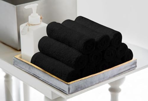 Avalon Towels Salon Towel - Black Hand Towels Bulk Pack of 48-100% Cotton Absorbent Spa, Facial & Gym Towel for Working Out - 16x27 Inches (Not Bleach Proof) - Image 3