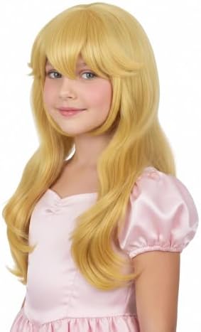 Girls Blonde Curly Princess Wig Long Golden Wig with Crown,Ear Clips,Brooch Earrings for Halloween Cosplay Wigs (Blonde) - Image 2