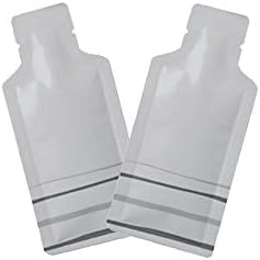 QQ Studio Pack of 100 Color Aluminum Metallized Foil Single-Use Dispenser Tip Open Bottom Heat Seal Sample Pouch (2" x 4.3", White w/Gray Bottom Stripes) by QQStudio