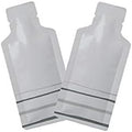 QQ Studio Pack of 100 Color Aluminum Metallized Foil Single-Use Dispenser Tip Open Bottom Heat Seal Sample Pouch (2" x 4.3", White w/Gray Bottom Stripes) by QQStudio