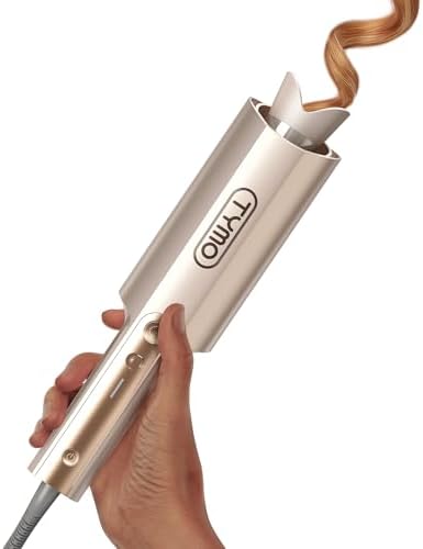 TYMO CurlPro Plus Automatic Rotating Curling Iron - Upgraded Long Barrel Curling Wand for Long Hair & Loose Waves, Ceramic Hair Curler for Women, Anti-Scald, 600M Ionic, Dual Voltage, Gold, 1 1/2 Inch by TYMOFashionTech