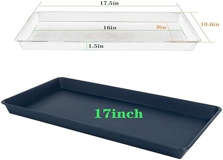 VUWEZ Rectangle Plant Tray, Plant Drip Tray, Plant Pot Saucers, Plant Germination Trays, Plant Saucers, 17.5'' x 10.6'' x 1.5'' (2 pack), Blue - Image 2