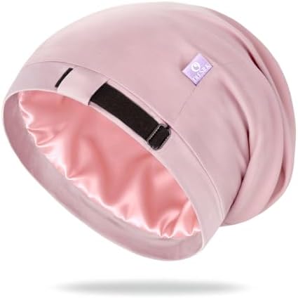 OLESILK 100% Mulberry Silk Bonnet for Sleeping Women, Hair Wrap for Curly Hair Care, Real Silk, Not Satin, Pink by OLESILK