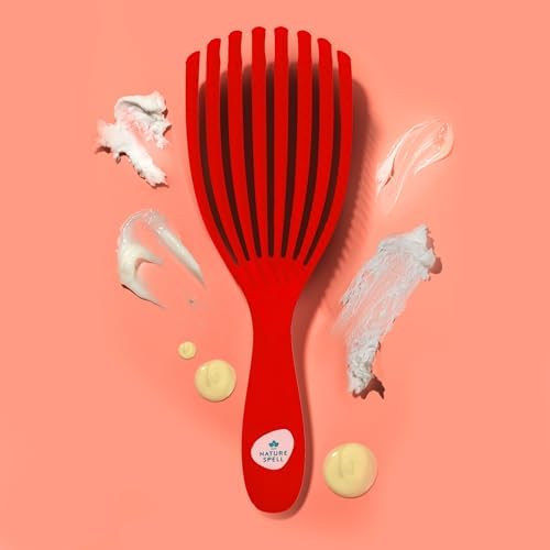 Nature Spell FlexiFlow Detangling Hair Brush, Flexible Strands, Red - Image 5