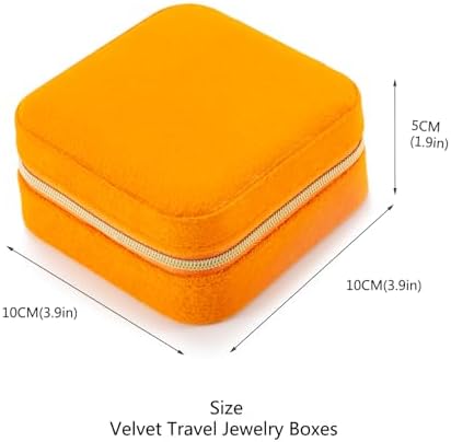 TRODANCE Plush Velvet Travel Jewelry Case Organizer, Small Travel Jewelry Box,Portable Jewelry Box Travel Mini Organizer Portable Display Storage Box For Rings Earrings Necklaces (Orange) - Image 5