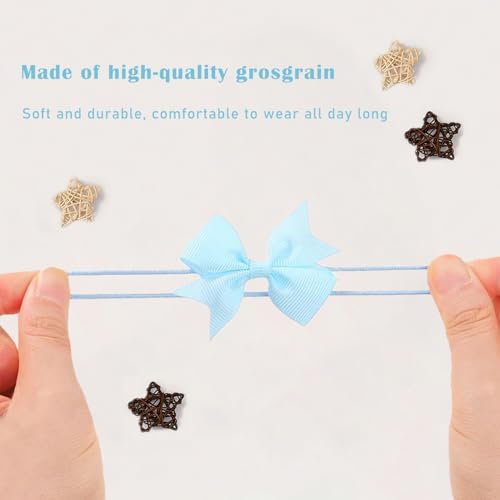 40Pcs Baby Hair Ties with Bows Elastic Ponytail Holders Small Hair Accessories for Kids Toddlers Infants (Mixed color 2) - Image 5