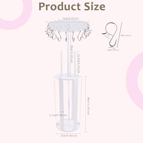 cherrboll Rotating Hair Bows Holder Stand, Headbands Organizer with Hooks, Scrunchies Claw Clips Rack Display, Hair Accessories Storage Nursery Room Decor for Baby Toddler Girls - Image 3