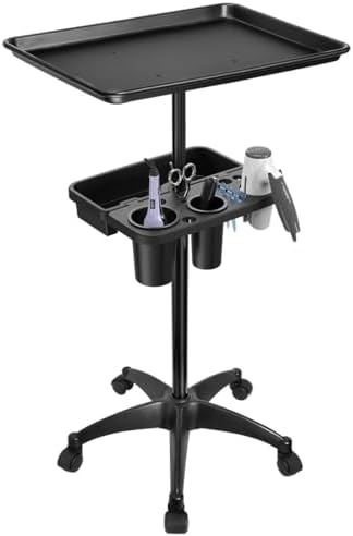 Rolling Salon Tray Cart with Extra Storage Space,Metal Salon Tray on Wheels by Johgee