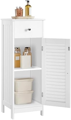 Yaheetech Small Bathroom Storage Cabinet with Drawer & Louvered Door, White by Yaheetech