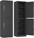 Ckzbx Metal Locker Tall Narrow Storage Cabinet, 67" H Locking Tool File Cabinets Snack Locker Organizer for School Classroom,Bedroom,Gym Home Office,Entryway and Hallway (20" W 2Door Black) by Ckzbx