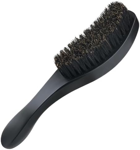 Wave Brush, Beard Brush for Men, 8x2 Inch Curved Wave Brush with Ergonomic Handle, Nylon & Boar Bristle Hair Brush, Styling Wooden Beard Brush for Home, Salon, Beard Brush by Peosaard
