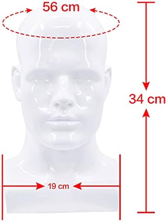 FanLin Male Mannequin Head Professional Manikin Head for Display Wigs Hats Headphone Mask Sunglasses Jewelry and Scravat Display Stand (Light white) - Image 2