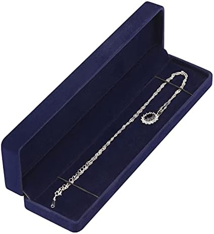 LETURE 2 Pieces Long Velvet Jewelry Chain Necklace Gift Box Set, Bracelet Storage Case, Jewellry Display Box for Wedding, Engagement,Proposal, Birthday and Anniversary (Blue) - Image 5