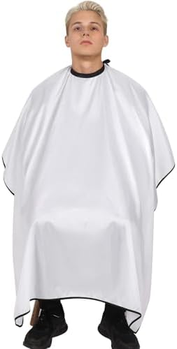 Professional Barber Cape with Neck Brush & Disposable Neck Paper, White - Image 3