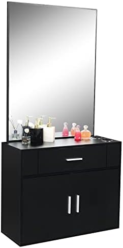 Winado Wall Mount Salon Station, Barber Salon Station with Mirror Cabinet by Winado