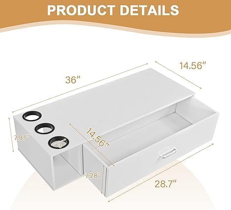 4ever2buy Wall Mount Salon Station for Hair Stylist, Hair Station with Drawer for Barber, Barber Stations for Beauty Salon Equipment with 3 Hair Dryer Holes, White - Image 2