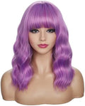 Sebast Pastel Bob Wigs with Bangs for Women Loose Wavy Wig Pastel Wavy Shoulder Length Bob Synthetic Cosplay Wig for Girl Colorful Costume Wigs (Lavender Purple) by Sebast