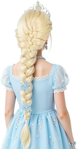 Long Braided Wigs for Kids Blonde Braided Wig Set for Girls Halloween Cosplay Wigs (Blonde/Braided-2) - Image 2