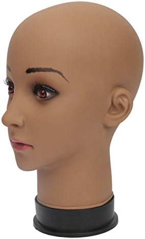 BHD BEAUTY Bald Mannequin Head Brown Female Professional Cosmetology for Wig Making, Display wigs, eyeglasses, hairs with T pins 21'' - Image 4
