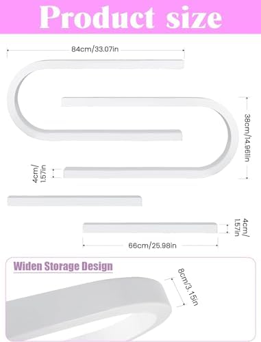 EBANKU 4PC U Shape Nail Polish Racks Heavy Duty Nail Shelfs for Wall Nail Polish Display Rack Cosmetic Display Cases Lipstick Perfume Wall Shelf Nail Polish Organizer for Home Spa Nail Salon (White) - Image 3